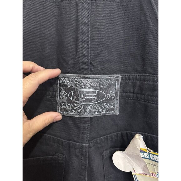 VINTAGE DEADSTOCK Womens Black Jean Denim Overalls Jumpsuit 38x34 Paint 90s Y2k - Picture 5 of 12